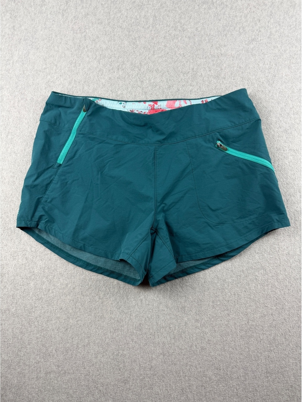 Merrell Womens 8 Teal Hiking Shorts Stretch Zip Pockets Outdoor Trail